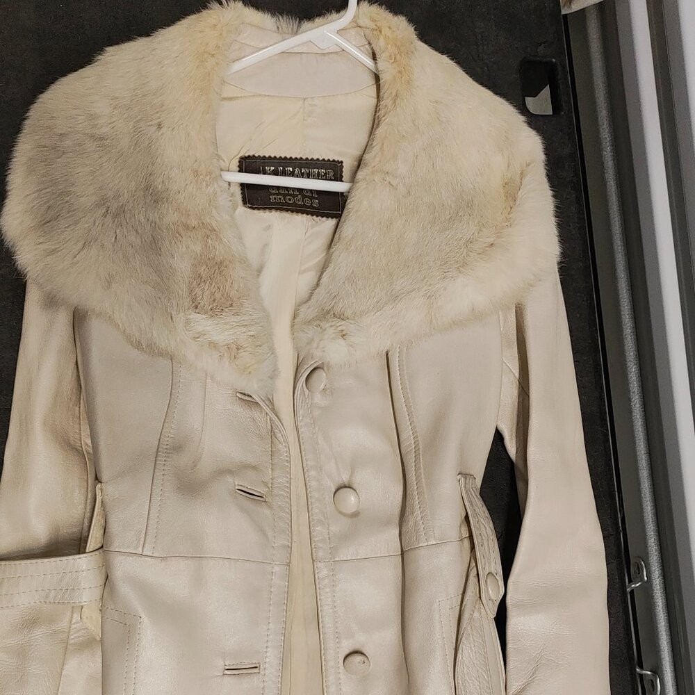 Vintage! 24K Leather Dan Di Modes Leather & Fox Fur Coat